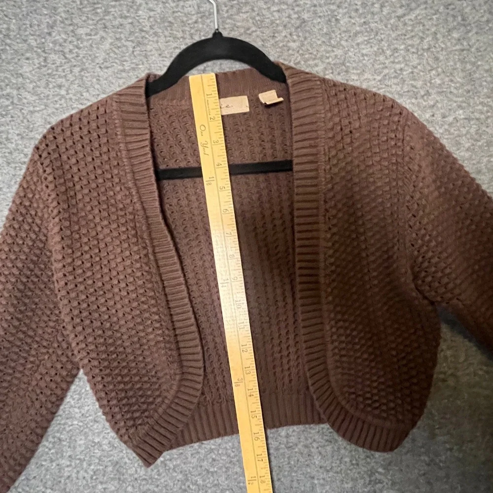 Vtg Y2K Brown Cropped Bolero Shrug‎ Cardigan Sweater S 90s Forest Fairy Grunge
